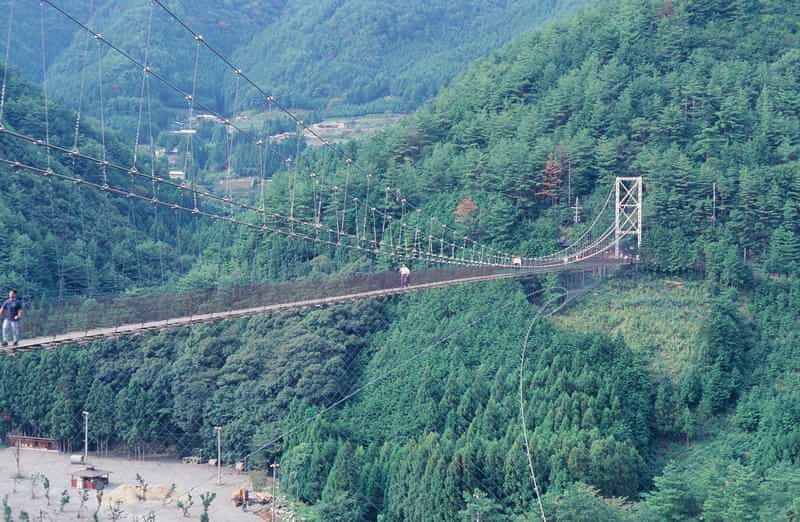 十津川村の谷瀬の吊り橋。紀伊半島バイクキャンプツーリング途中の風景